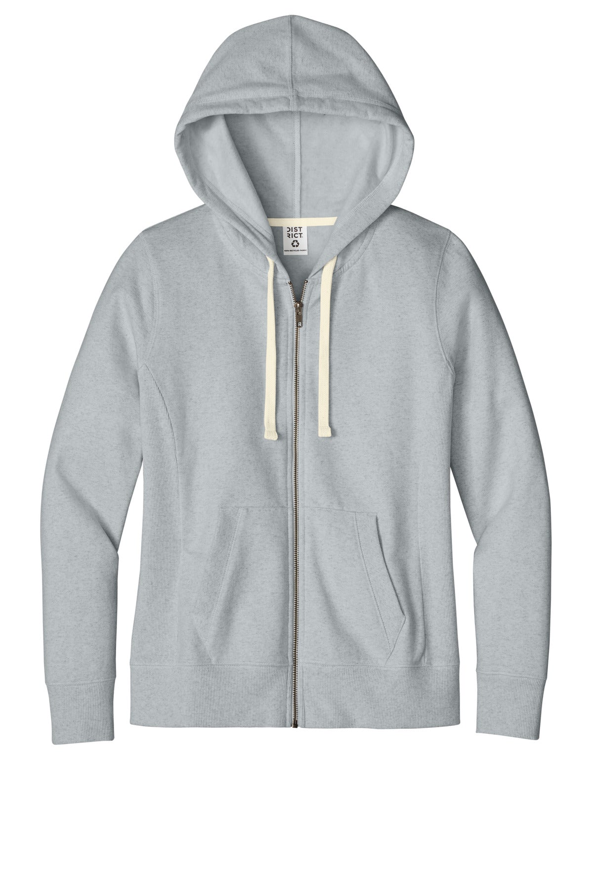 District Women's Re-FleeceFull-Zip Hoodie DT8103 Light Heather Grey
