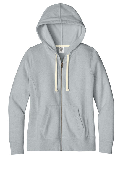 District Women's Re-FleeceFull-Zip Hoodie DT8103 Light Heather Grey