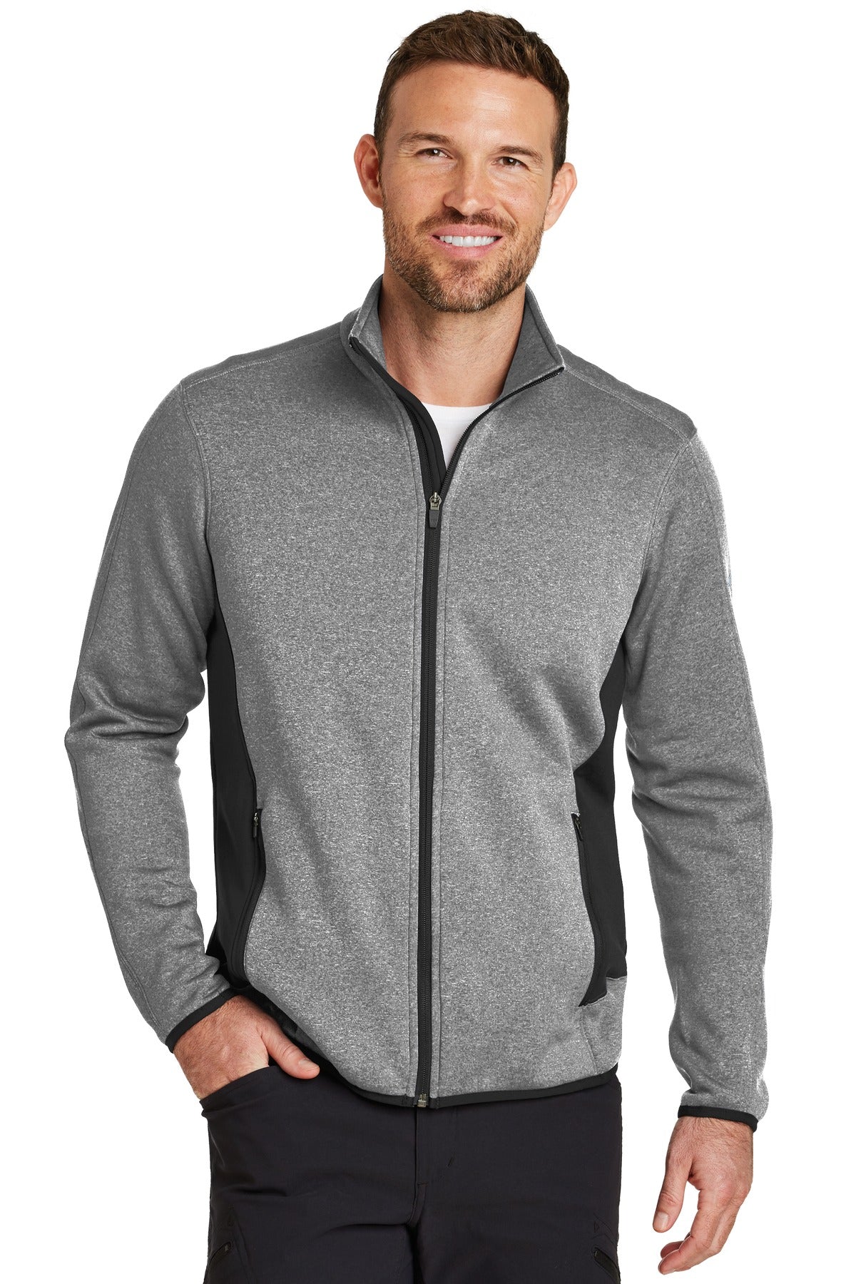 Eddie Bauer Full-Zip Heather Stretch Fleece Jacket. EB238 Grey Heather