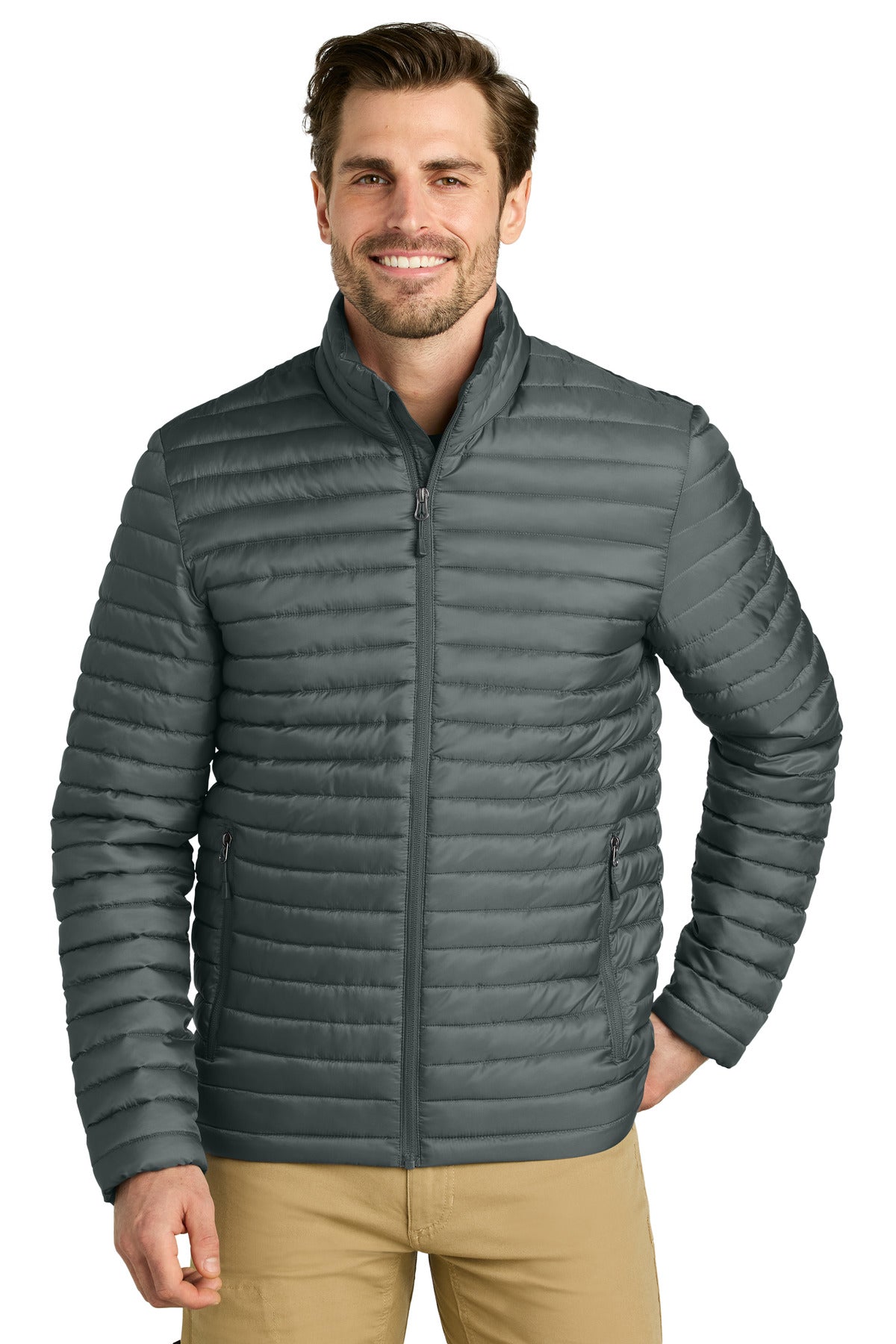 Eddie Bauer Packable Quilted Full-Zip EB514 Metal Grey