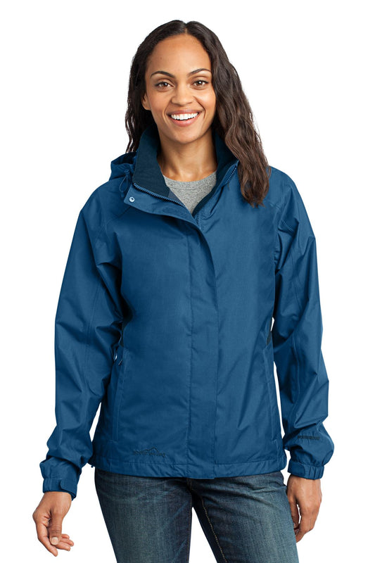 Eddie Bauer Women's Rain Jacket. EB551 Deep Sea Blue/ Dark Adriatic