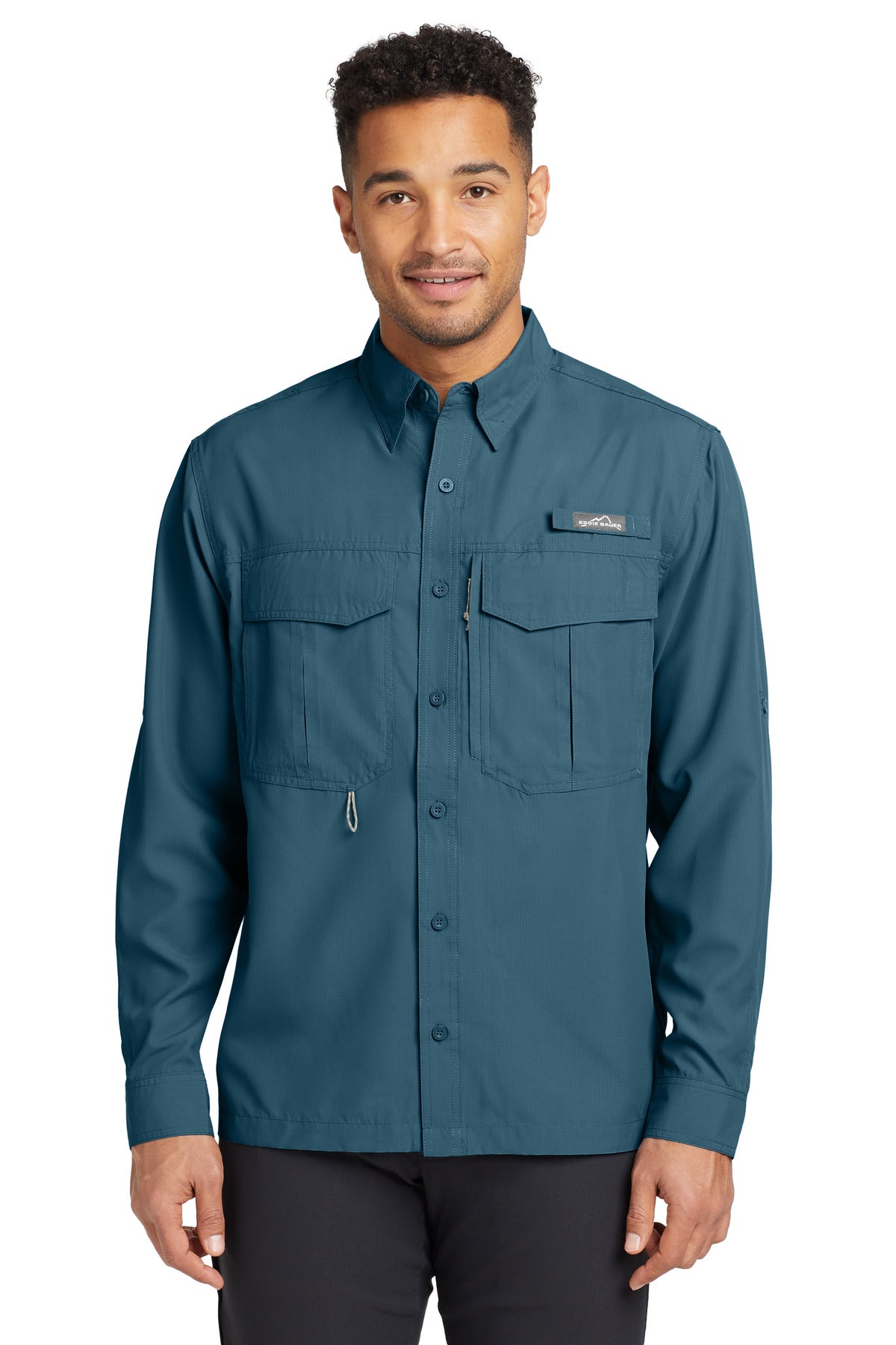 Eddie Bauer Long Sleeve Performance Fishing Shirt. EB600 Gulf Teal