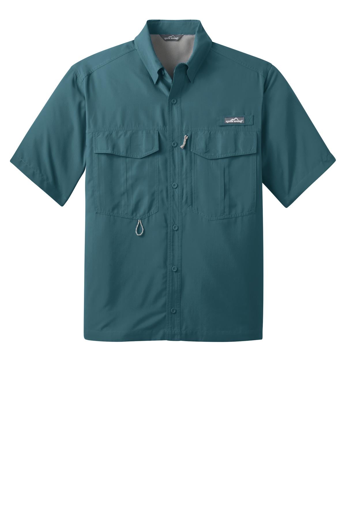 Eddie Bauer Short Sleeve Performance Fishing Shirt EB602 Gulf Teal