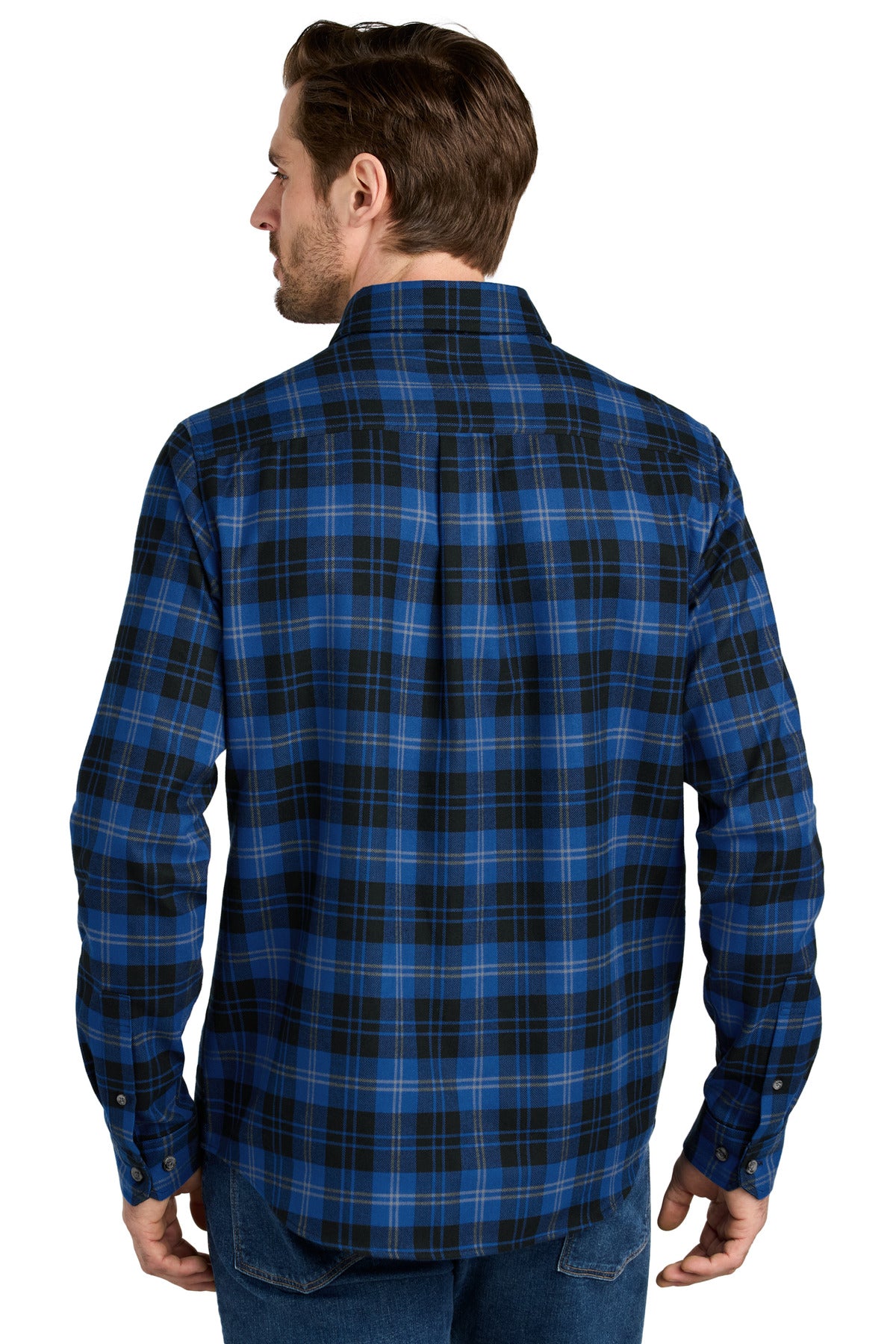 Eddie Bauer Long Sleeve Favorite Flannel Plaid Shirt EB610 Cobalt Tartan