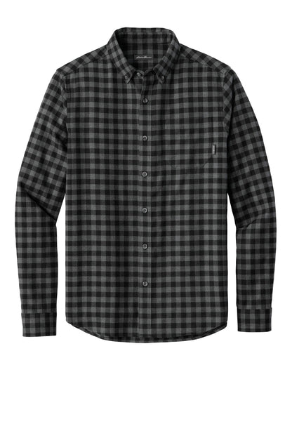 Eddie Bauer Long Sleeve Favorite Flannel Plaid Shirt EB610 Deep Black Mini Buffalo