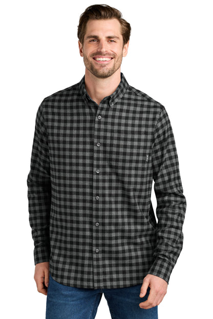 Eddie Bauer Long Sleeve Favorite Flannel Plaid Shirt EB610 Deep Black Mini Buffalo