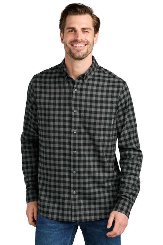 Eddie Bauer Long Sleeve Favorite Flannel Plaid Shirt EB610 Deep Black Mini Buffalo