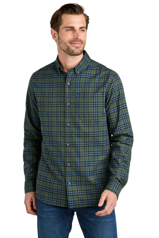 Eddie Bauer Long Sleeve Favorite Flannel Plaid Shirt EB610 Soft Olive Plaid