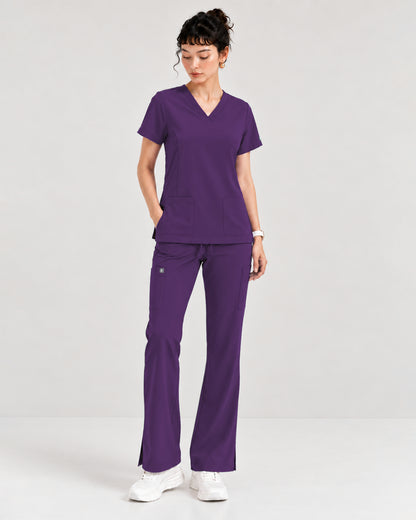 Foundry Women's 1005 Quinn 2 Pocket V-Neck Top Eggplant