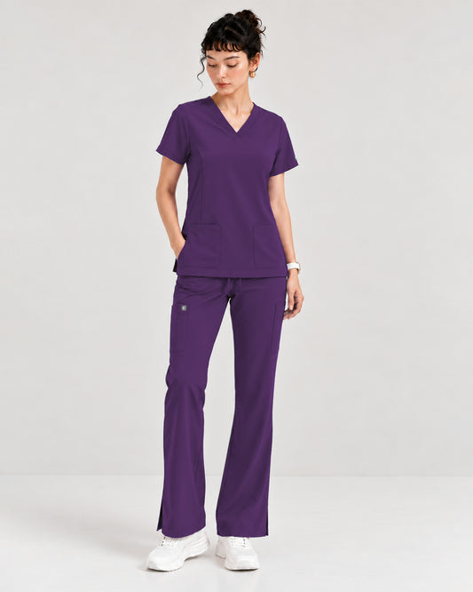 Foundry Women's 1005 Quinn 2 Pocket V-Neck Top Eggplant