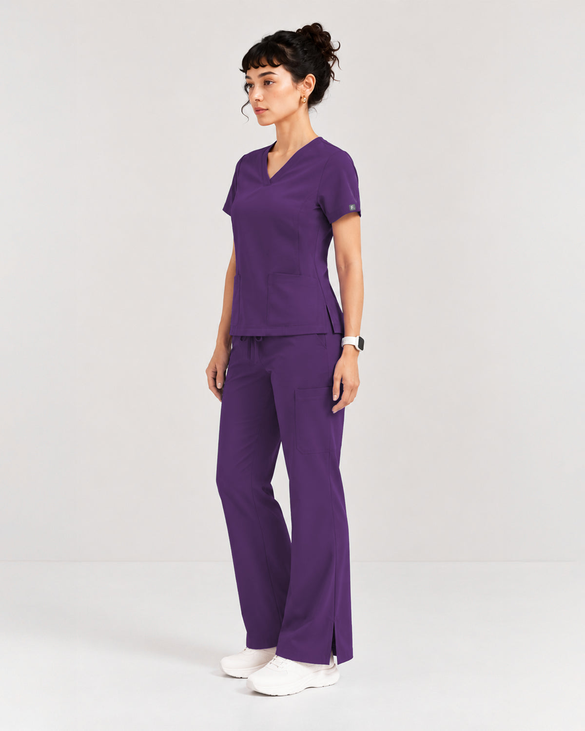 Foundry Women's 1005 Quinn 2 Pocket V-Neck Top Eggplant