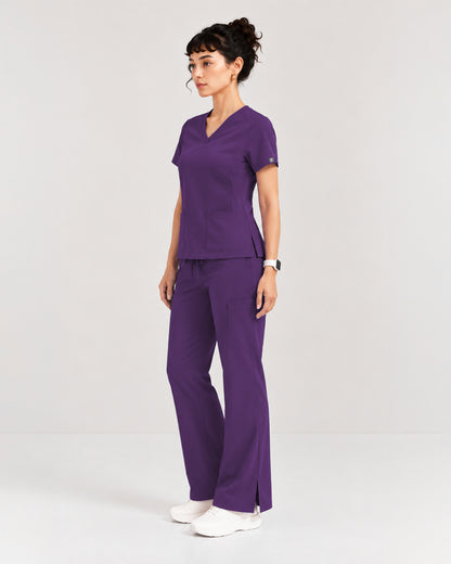 Foundry Women's 1005 Quinn 2 Pocket V-Neck Top Eggplant