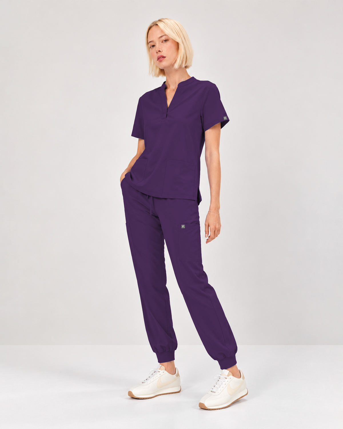 Foundry Women's 1055 Arden 2 Pocket Mandarin Top Eggplant