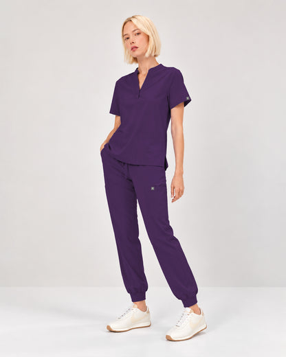Foundry Women's 1055 Arden 2 Pocket Mandarin Top Eggplant