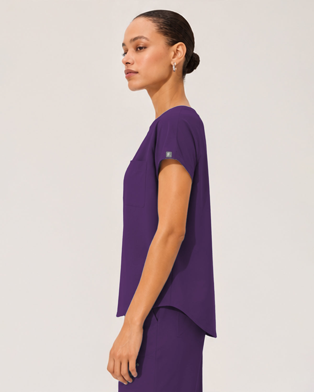 Foundry Women's 1215 Rowan 1 Pocket Boat Neck Dolman Top Eggplant
