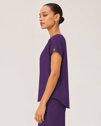 Foundry Women's 1215 Rowan 1 Pocket Boat Neck Dolman Top Eggplant