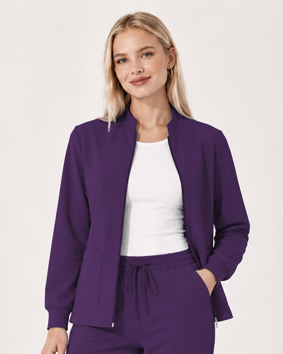 Foundry Women's 6005 Ellis 2 Pocket Scrub Jacket Eggplant