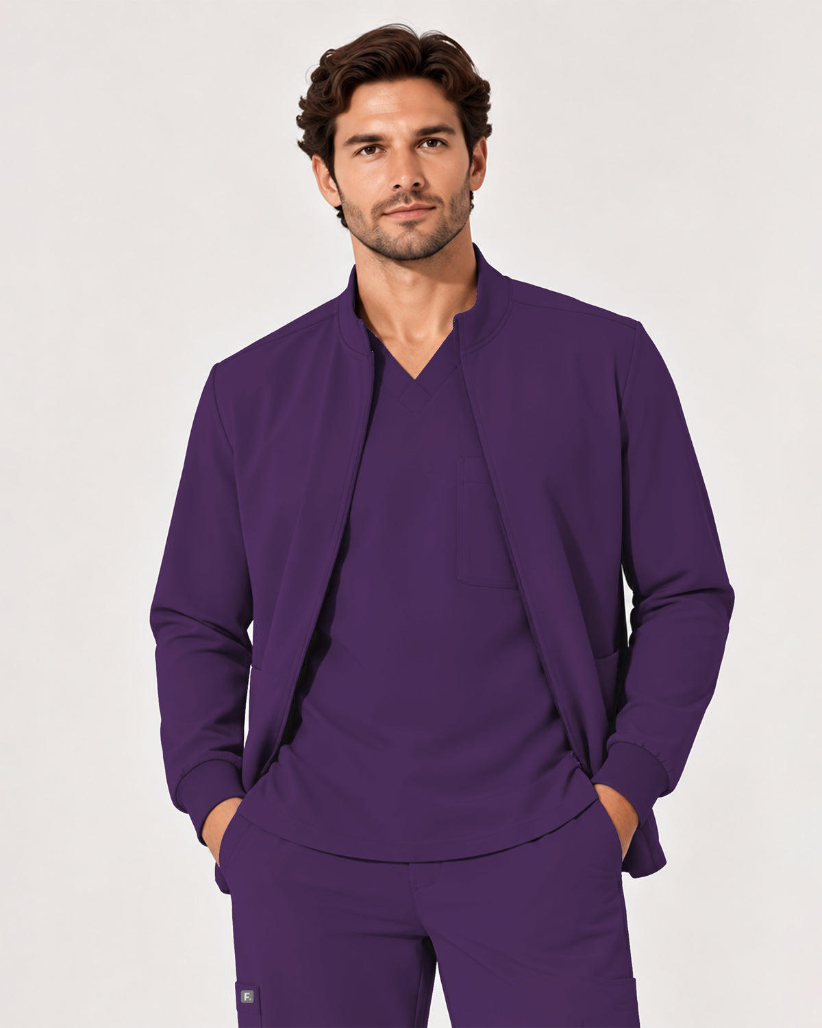 Foundry Men's 6505 Slate Men'S 2 Pocket Scrub Jacket Eggplant