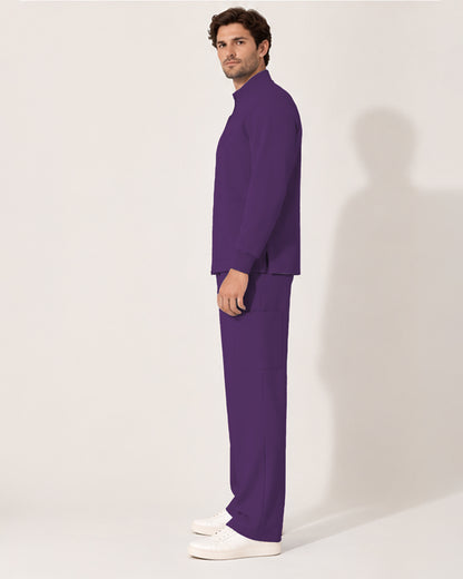 Foundry Men's 6505 Slate Men'S 2 Pocket Scrub Jacket Eggplant