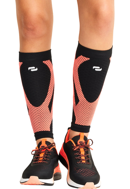 Infinity Legwear ELECTRIC Calf Sleeve 10-15 mmHg Compression Black/Vivid Orange Model Image Front | Infinity Footwear