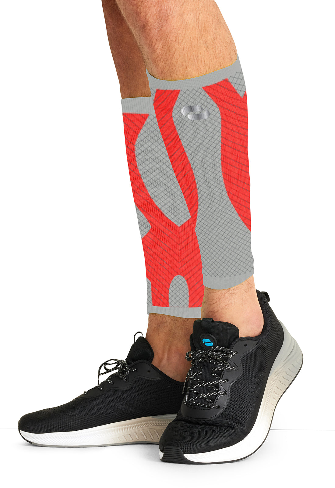 Infinity Legwear ELECTRIC Calf Sleeve 10-15 mmHg Compression Vapor/Firebird Red Model Image Right Side | Infinity Footwear