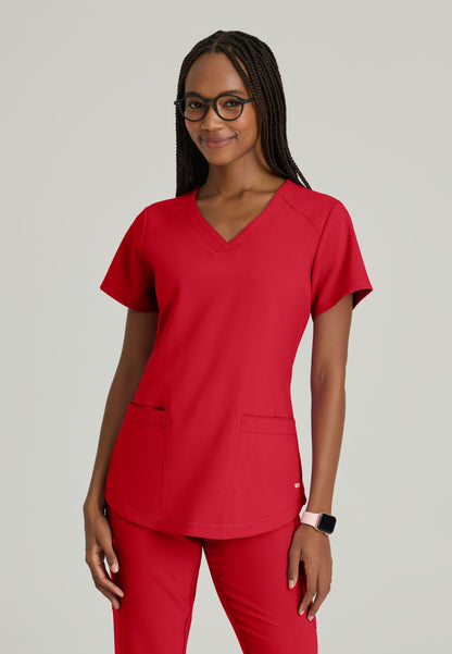 Greys Anatomy Evolve GSST180 Rhythm Scrub Top True Red