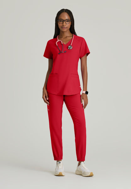 Greys Anatomy Evolve GSST180 Rhythm Scrub Top True Red