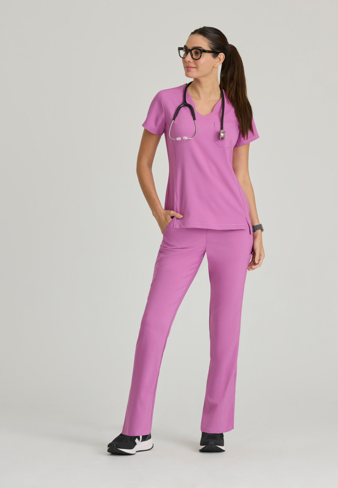 Greys Anatomy Evolve GSST181 Sway Tuck-In Scrub Top Twilight Mauve