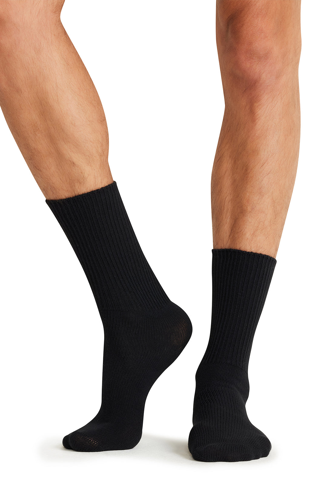 Legwear EZCOMFORT Diabetic Crew Sock Black Model Image Front | Cherokee