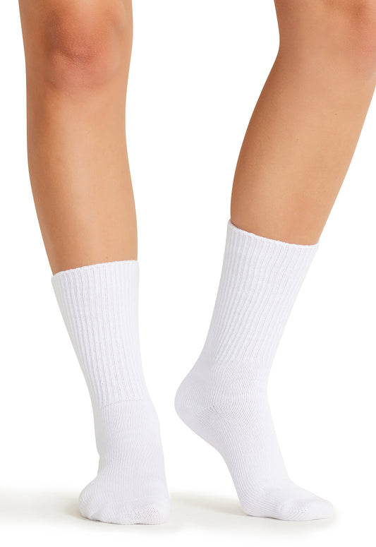 Legwear EZCOMFORT Diabetic Crew Sock White Model Image Front | Cherokee