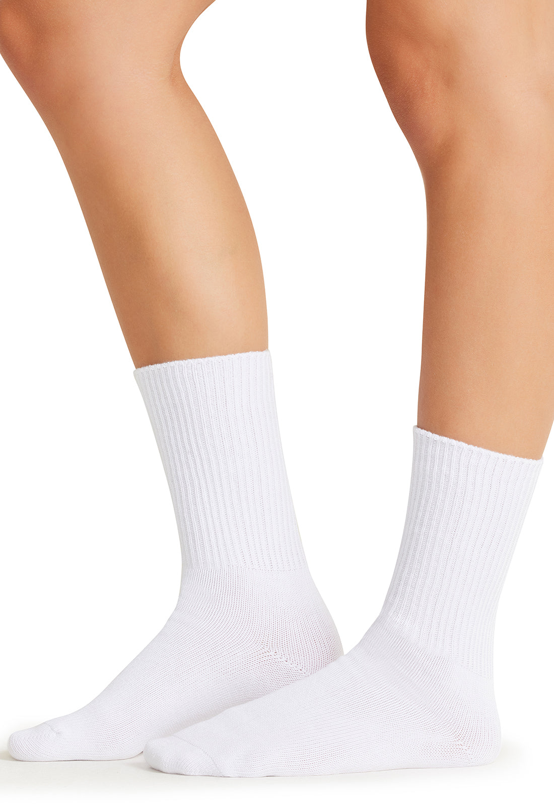 Legwear EZCOMFORT Diabetic Crew Sock White Model Image Right Side | Cherokee