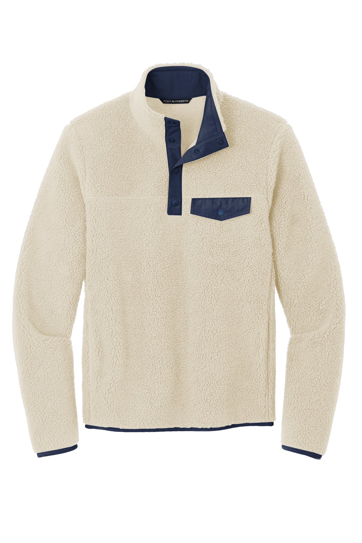 Port Authority Camp Fleece Snap Pullover F140 Oat/ Dress Blue Navy