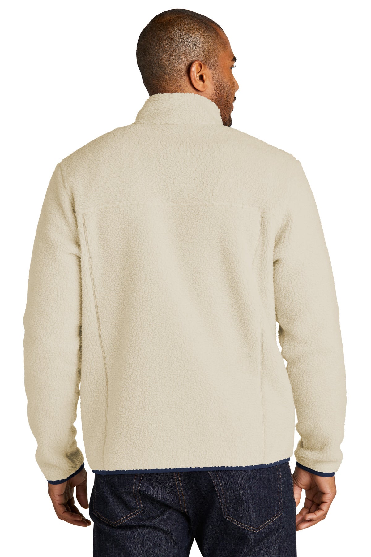 Port Authority Camp Fleece Snap Pullover F140 Oat/ Dress Blue Navy