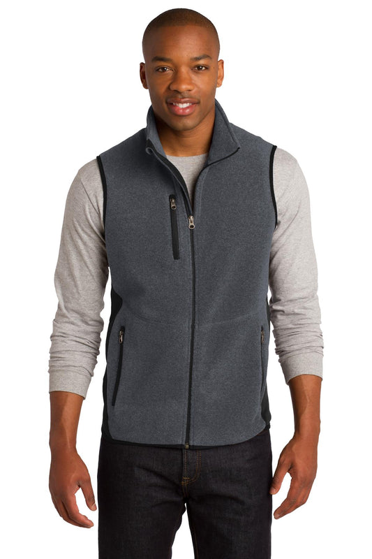 Port Authority R-Tek Pro Fleece Full-Zip Vest. F228 Charcoal Heather/ Black