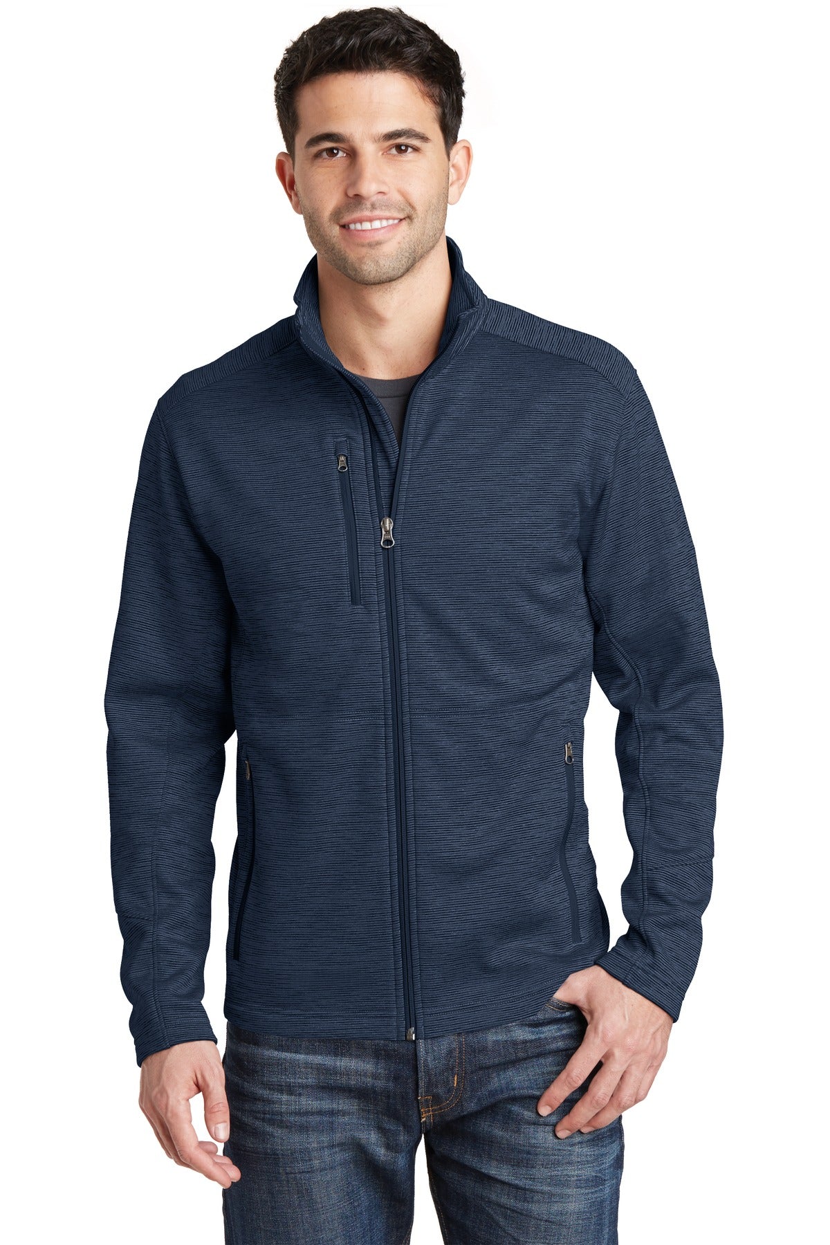Port Authority Digi Stripe Fleece Jacket. F231 Navy