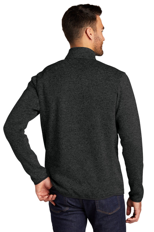 Port Authority Sweater Fleece Jacket. F232 Black Heather
