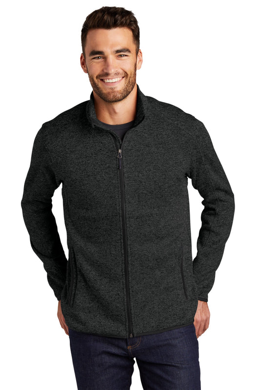 Port Authority Sweater Fleece Jacket. F232 Black Heather