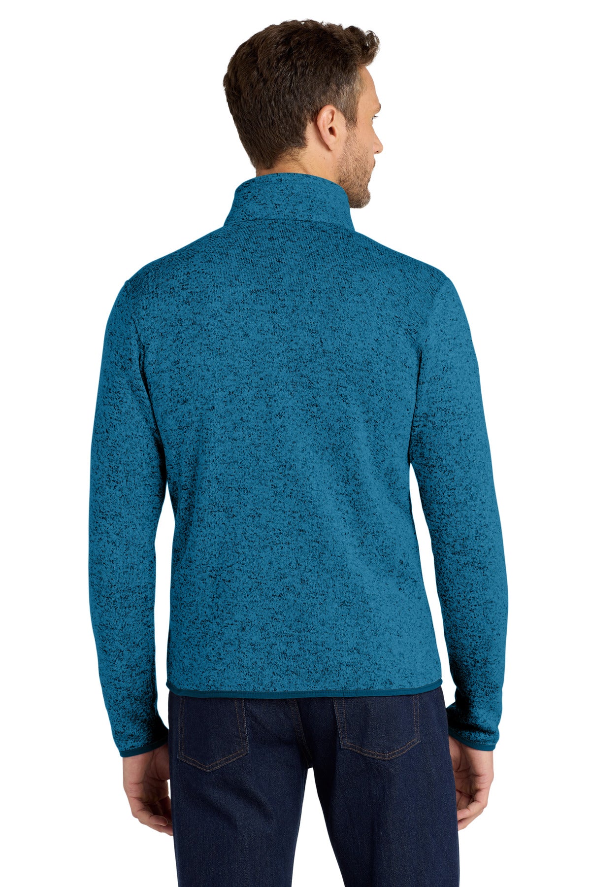 Port Authority Sweater Fleece Jacket. F232 Medium Blue Heather