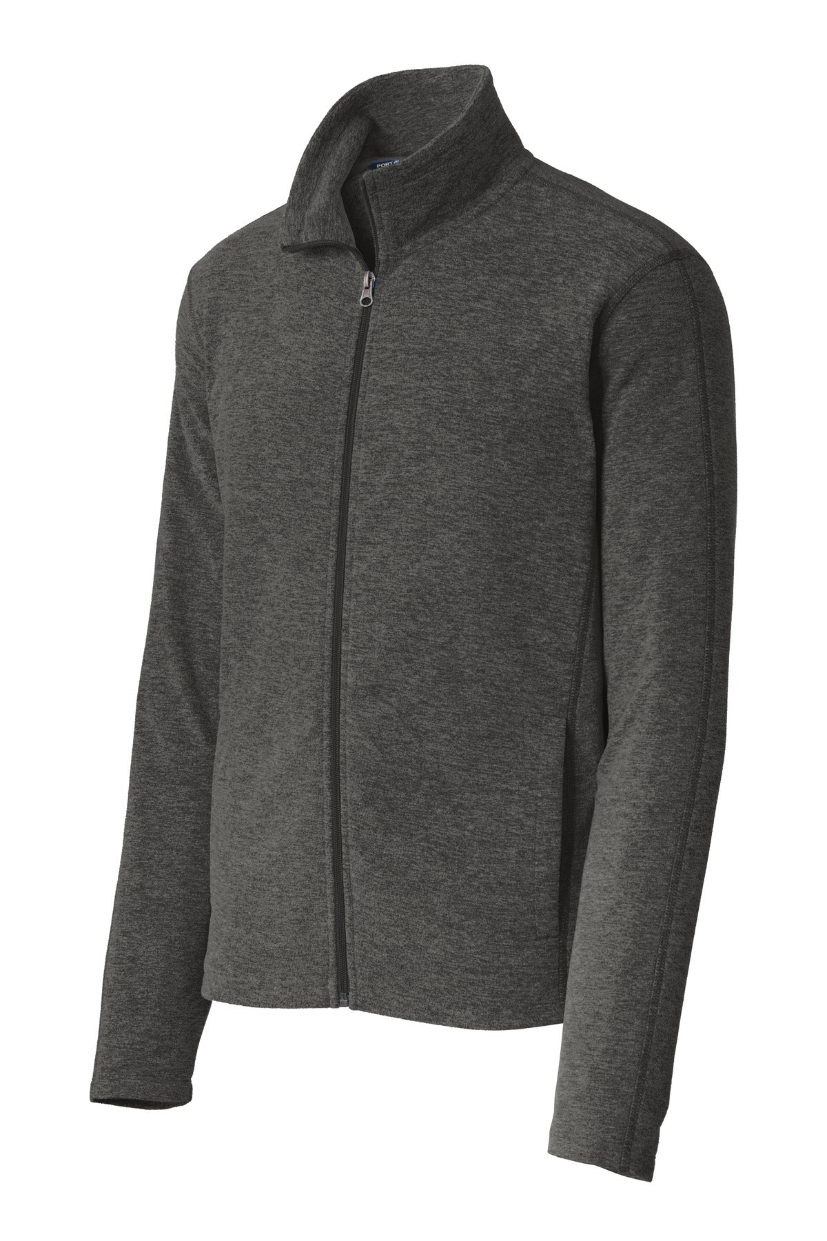 Port Authority Heather Microfleece Full-Zip Jacket. F235 Black Charcoal Heather