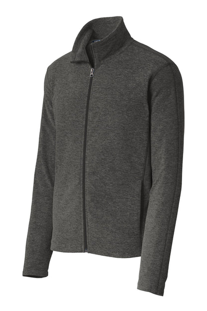 Port Authority Heather Microfleece Full-Zip Jacket. F235 Black Charcoal Heather