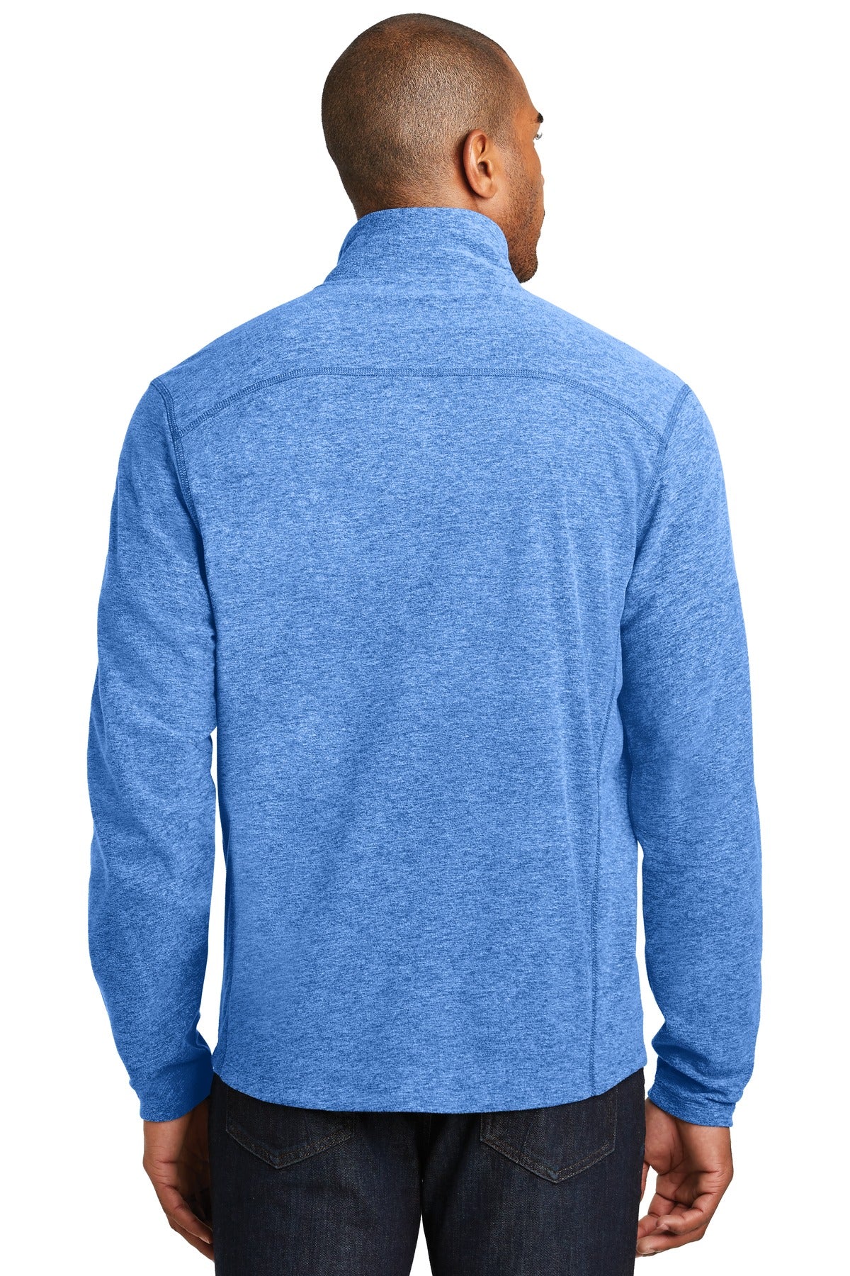Port Authority Heather Microfleece Full-Zip Jacket. F235 Light Royal Heather