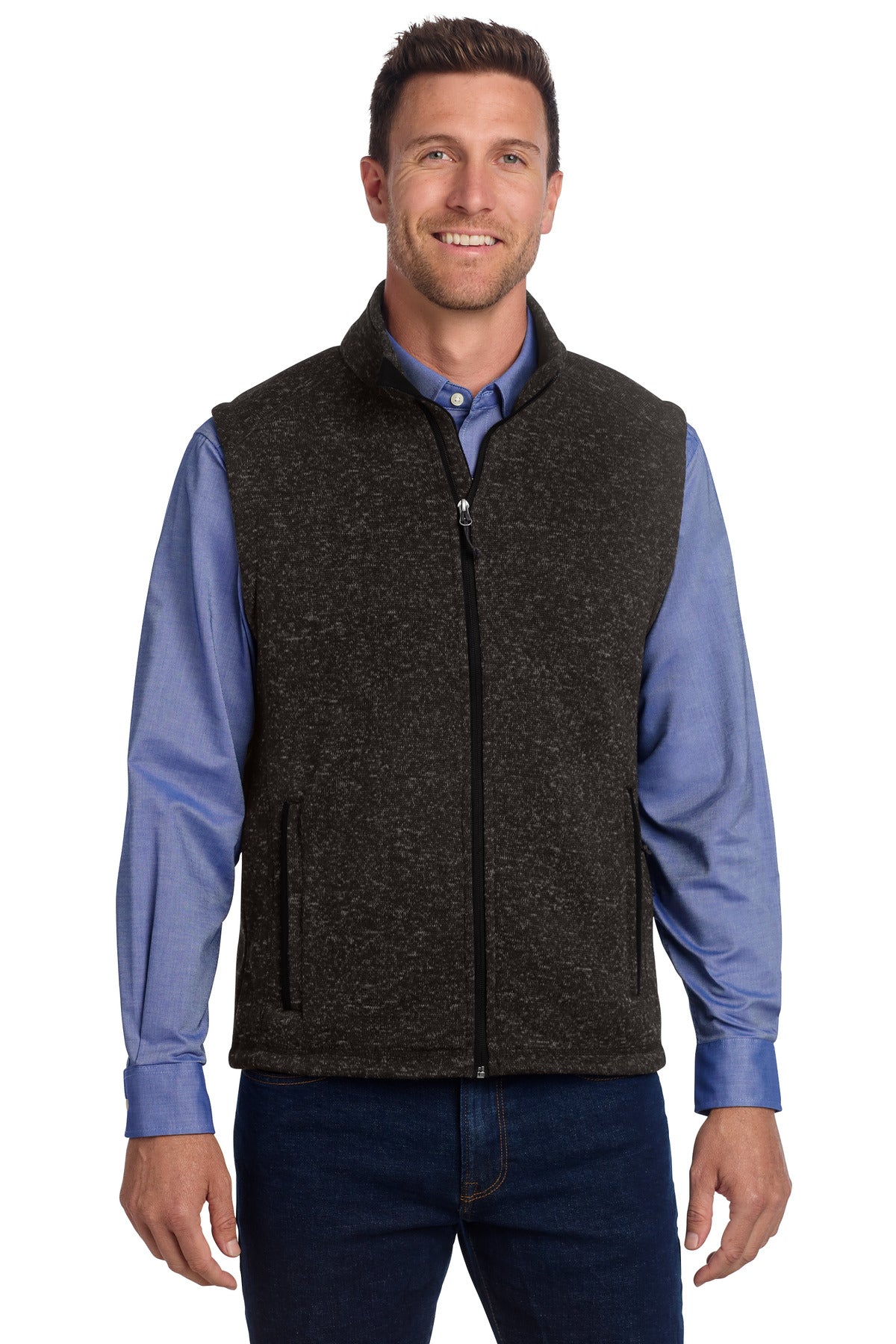 Cleveland Clinic Port Authority Sweater Fleece Vest F236 Black Heather