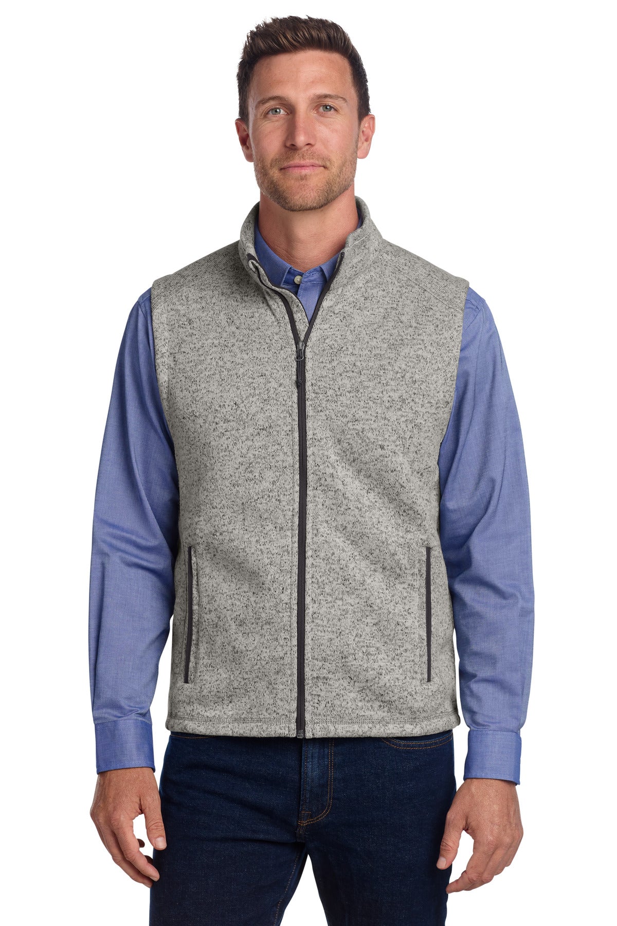 Cleveland Clinic Port Authority Sweater Fleece Vest F236 Grey Heather
