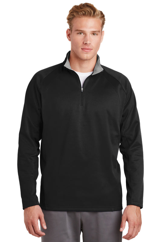 Sport-Tek Sport-Wick Fleece 1/4-Zip Pullover.  F243 Black/ Silver