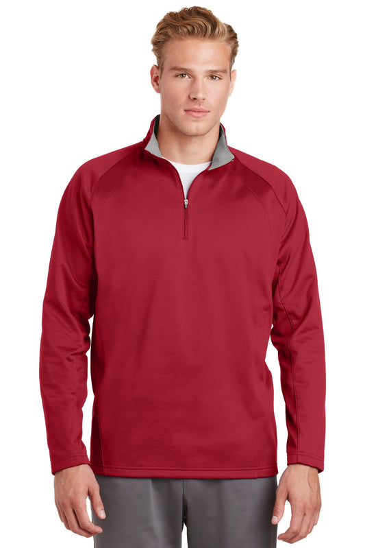 Sport-Tek Sport-Wick Fleece 1/4-Zip Pullover.  F243 Deep Red/ Silver