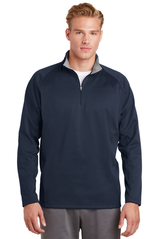 Sport-Tek Sport-Wick Fleece 1/4-Zip Pullover.  F243 Navy/ Silver