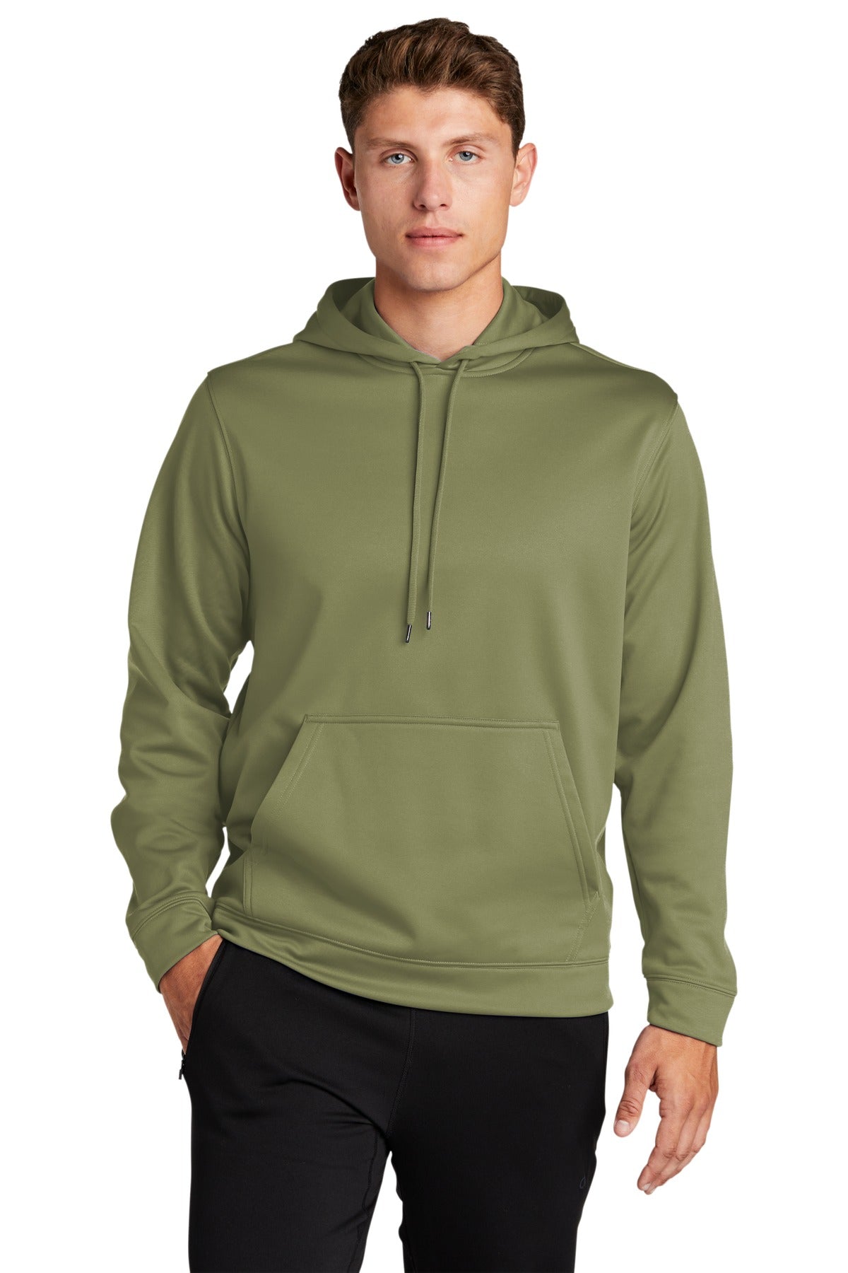 Sport-Tek Sport-Wick Fleece Hooded Pullover.  F244 Olive Drab Green