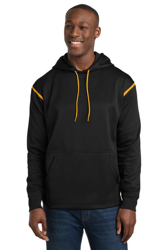 Sport-Tek Tech Fleece Colorblock Hooded Sweatshirt F246 Black/ Gold