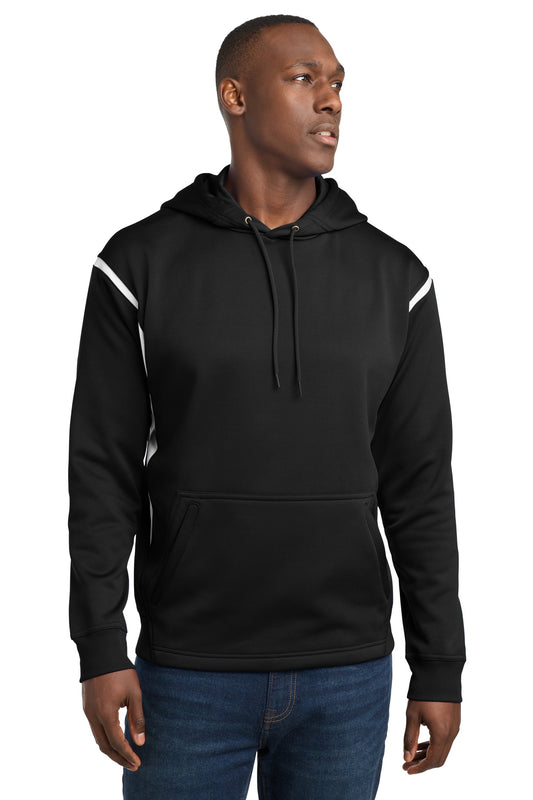 Sport-Tek Tech Fleece Colorblock Hooded Sweatshirt F246 Black/ White