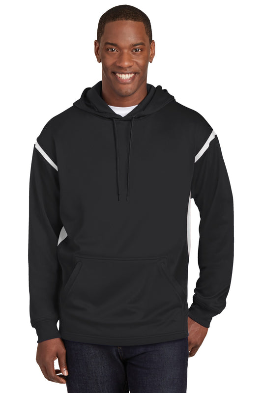 Sport-Tek Tech Fleece Colorblock Hooded Sweatshirt. F246 Black/ White